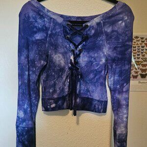 Hand-Made Long Sleeve Purple Small Pixie Top with Velour Accents